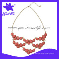 2014 Gusku Gus-Fn-022 Hot and Fashion Metal Necklace as Coral Opaque Stone Layered Necklace